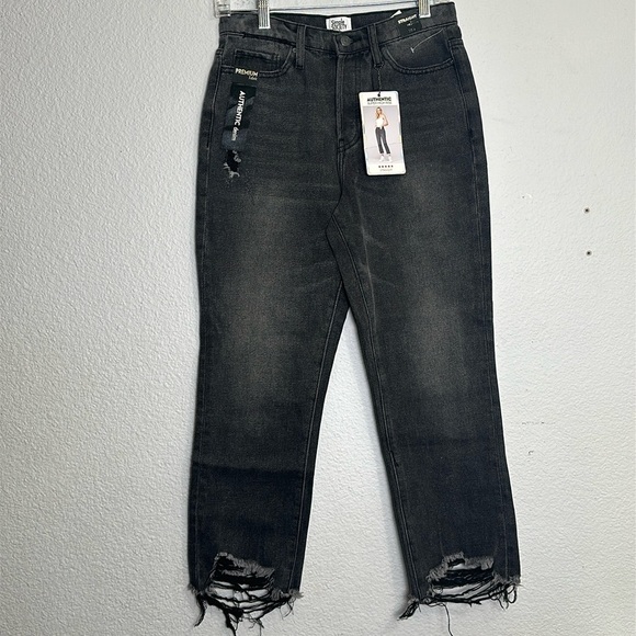 Simple Society Straight Super High Rise Distressed Denim Jeans Size 7/28 NWT - Picture 1 of 12
